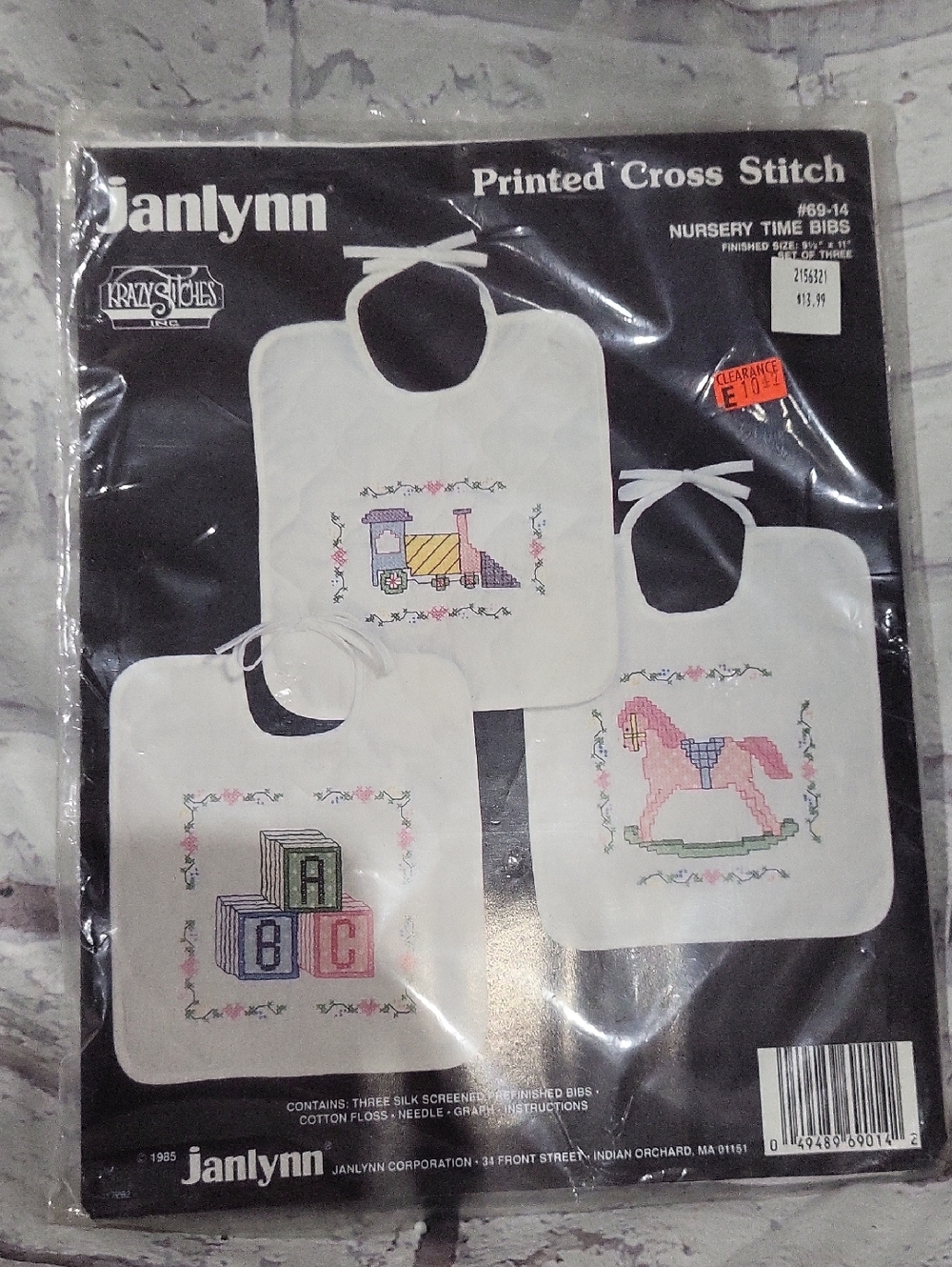 Janlynn White Nursery Bibs Cross Stitch Kit - White